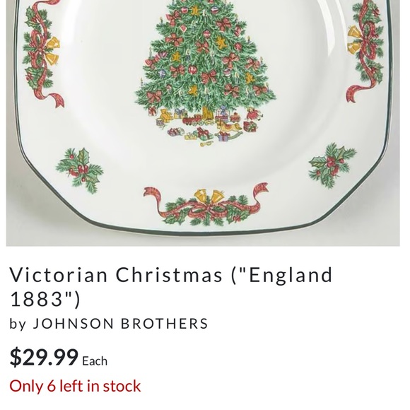 JOHNSON BROTHERS Set of 2 pcs Victorian Christmas England Square Salad Plate - Picture 2 of 7